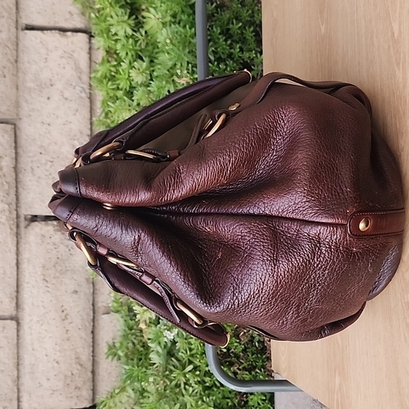 Prada Milano Green Nylon and Brown Leather Hobo Shoulder Bag with Gold hardware - Picture 2 of 16